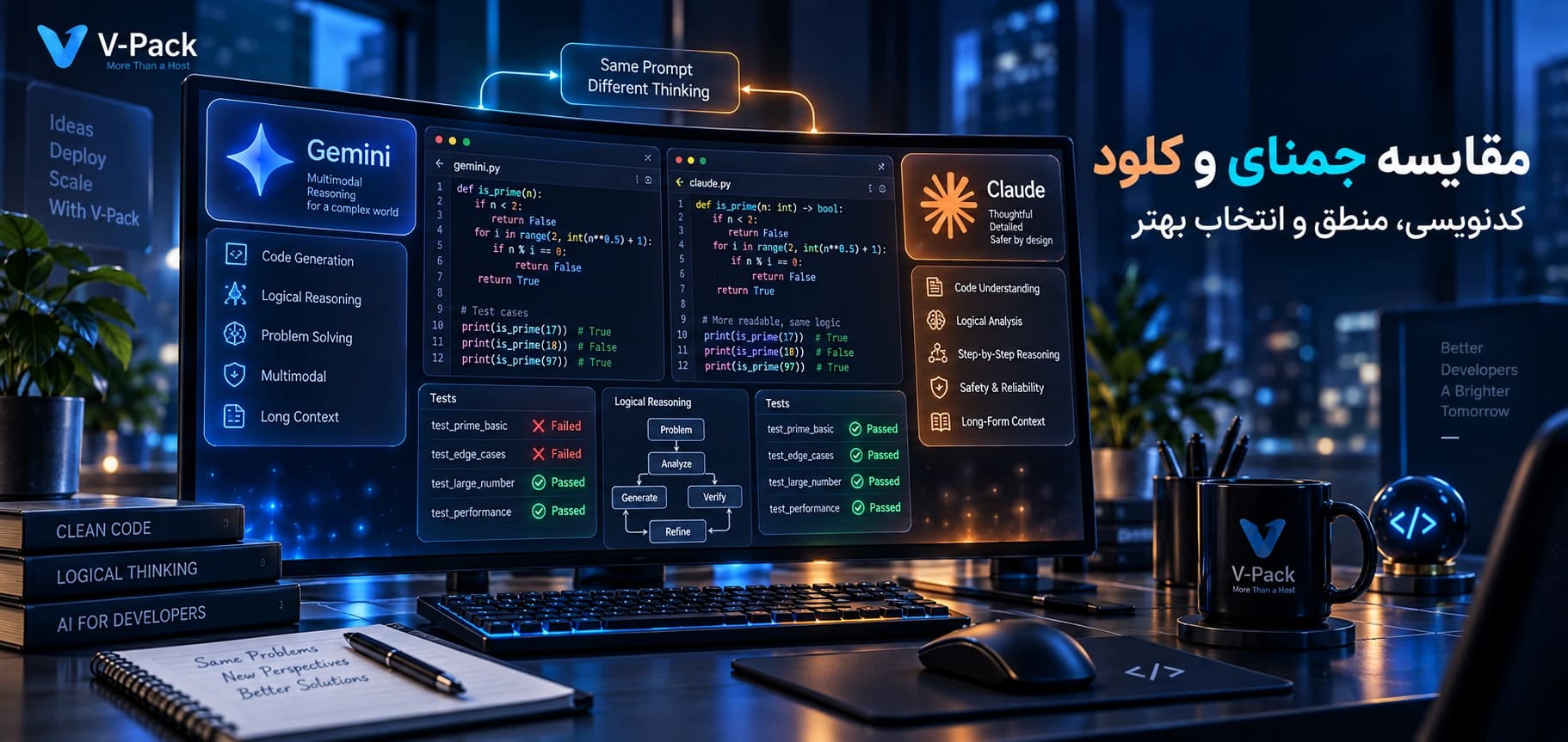 مقایسه جمنای و کلود برای کدنویسی و منطق؛ کدام را انتخاب کنیم؟